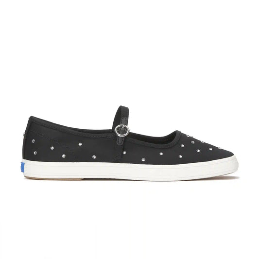 Square Toe Mary Jane Sateen Rhinestones