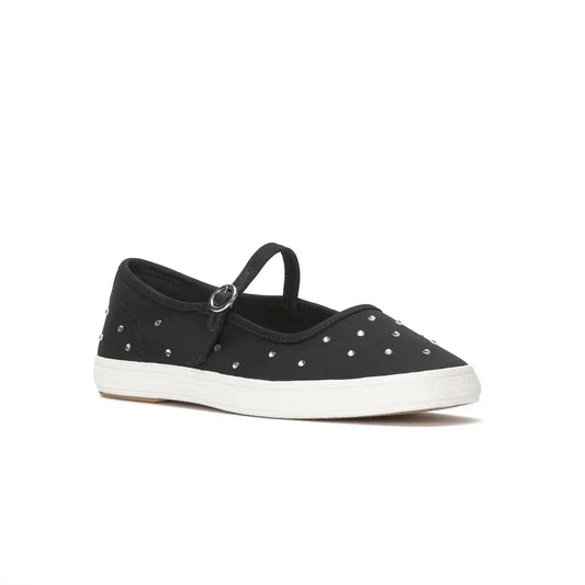 Square Toe Mary Jane Sateen Rhinestones